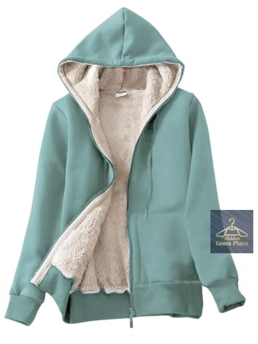 Sherpa Lined Full Zip Hoodie Sweatshirt Jacket Coat